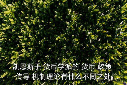 凱恩斯于 貨幣學派的 貨幣 政策 傳導 機制理論有什么不同之處