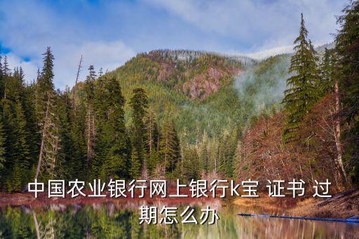 k寶證書過期,農行證書過期需要補辦!