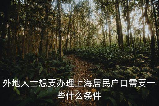 上海市戶籍的基本資格分，外地人士想要辦理上海居民戶口需要一些什么條件