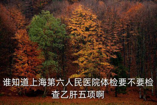 誰知道上海第六人民醫院體檢要不要檢查乙肝五項啊