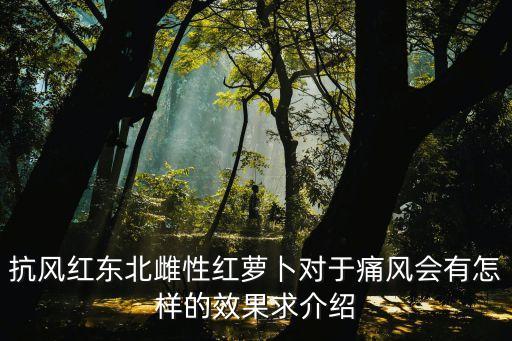 抗風紅，抗風紅東北雌性紅蘿卜對于痛風會有怎樣的效果求介紹
