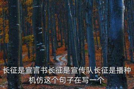 長征是播種機，除了長征是宣傳書長征是宣傳隊長征是播種機長征還是什么 以比