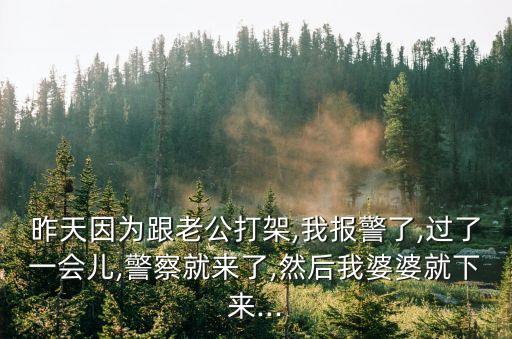 昨天因為跟老公打架,我報警了,過了一會兒,警察就來了,然后我婆婆就下來...