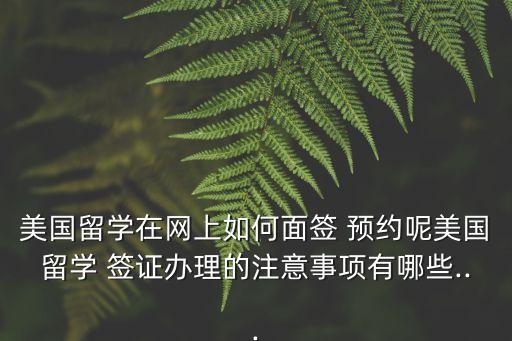 美國留學在網上如何面簽 預約呢美國留學 簽證辦理的注意事項有哪些...