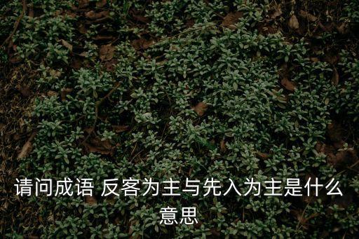請問成語 反客為主與先入為主是什么意思