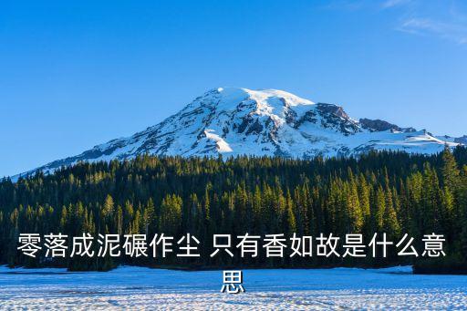 零落成泥碾作塵 只有香如故是什么意思