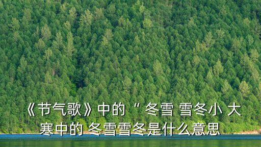 《節(jié)氣歌》中的“ 冬雪 雪冬小 大寒中的 冬雪雪冬是什么意思