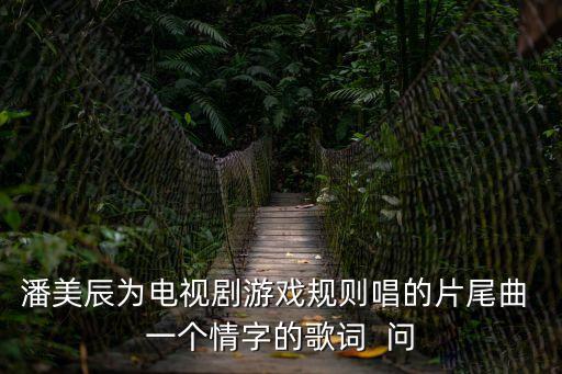 潘美辰個人資料簡介，潘美辰為電視劇游戲規則唱的片尾曲 一個情字的歌詞  問