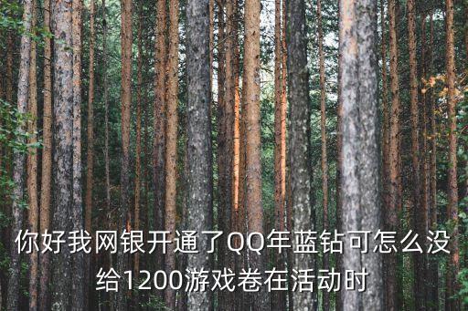 別吃啞巴虧，你好我網銀開通了QQ年藍鉆可怎么沒給1200游戲卷在活動時