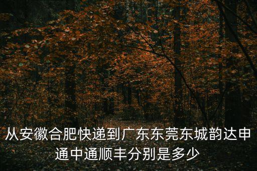 從安徽合肥快遞到廣東東莞東城韻達(dá)申通中通順豐分別是多少
