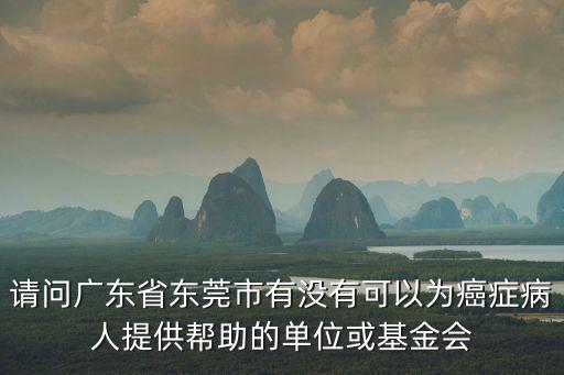 請問廣東省東莞市有沒有可以為癌癥病人提供幫助的單位或基金會