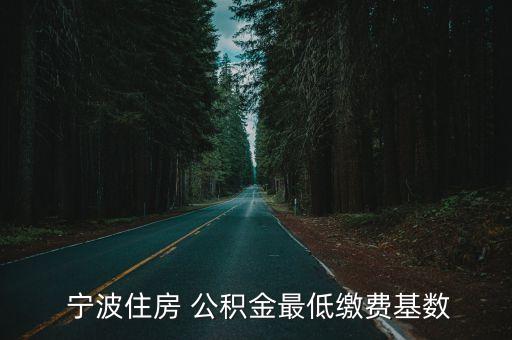  寧波住房 公積金最低繳費基數