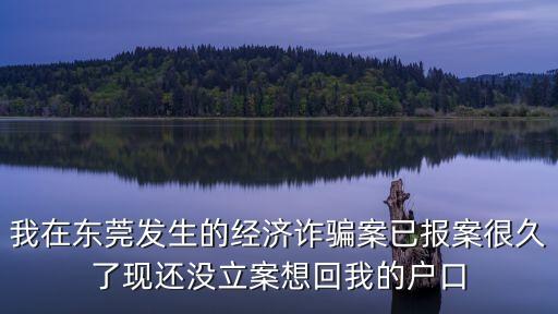 我在東莞發生的經濟詐騙案已報案很久了現還沒立案想回我的戶口