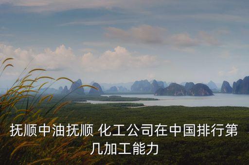 化工企業排名,中國化工企業500強:撫順石化公司位居榜首