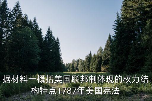 據(jù)材料一概括美國聯(lián)邦制體現(xiàn)的權(quán)力結(jié)構(gòu)特點1787年美國憲法