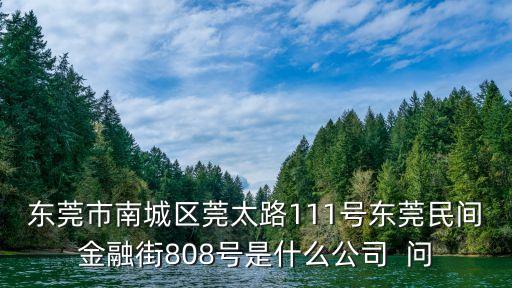 東莞市南城區莞太路111號東莞民間金融街808號是什么公司  問