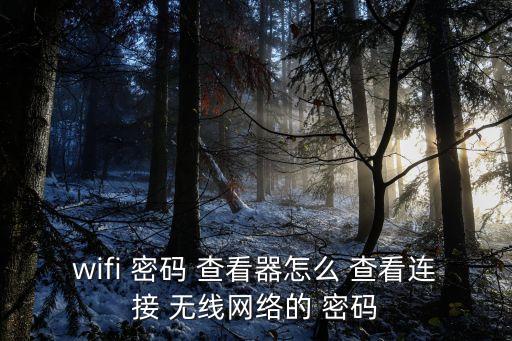 wifi 密碼 查看器怎么 查看連接 無線網(wǎng)絡(luò)的 密碼