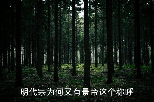 明代宗為何又有景帝這個稱呼