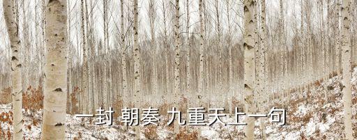  一封 朝奏 九重天上一句