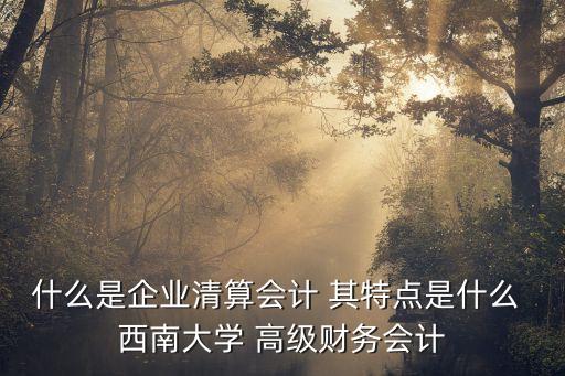清算人，什么是企業(yè)清算會計 其特點是什么 西南大學(xué) 高級財務(wù)會計
