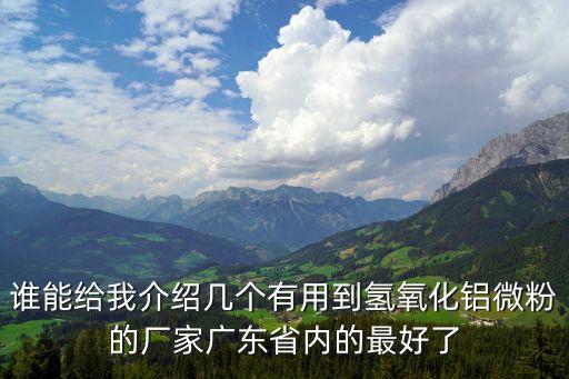 誰能給我介紹幾個有用到氫氧化鋁微粉的廠家廣東省內的最好了