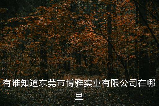 有誰知道東莞市博雅實業有限公司在哪里
