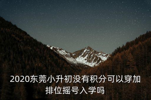 2020東莞小升初沒(méi)有積分可以穿加排位搖號(hào)入學(xué)嗎