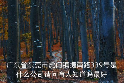 廣東省東莞市虎門鎮捷南路339號是什么公司請問有人知道嗎最好