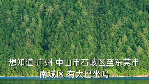 想知道 廣州 中山市石岐區至東莞市南城區 有大巴坐嗎