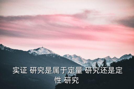  實證 研究是屬于定量 研究還是定性 研究
