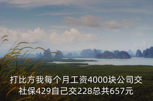 打比方我每個月工資4000塊公司交社保429自己交228總共657元