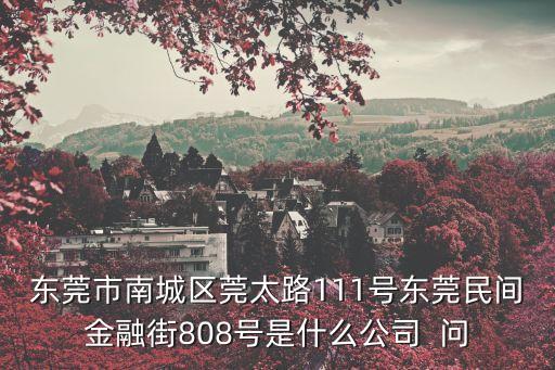 東莞市南城區(qū)莞太路111號東莞民間金融街808號是什么公司  問