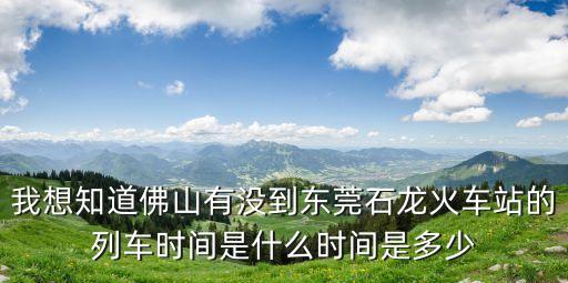 從佛山禪城區到東莞石龍，我在佛山汽車站怎么去東莞石龍汽車站謝謝