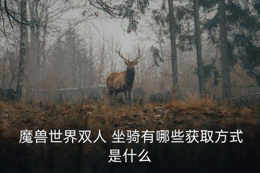  魔獸世界雙人 坐騎有哪些獲取方式是什么