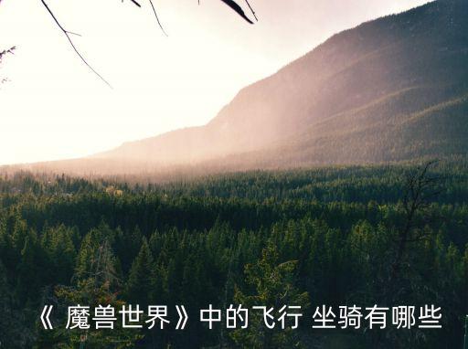 《 魔獸世界》中的飛行 坐騎有哪些