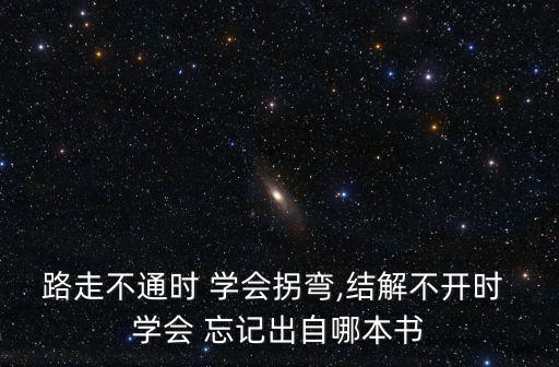 路走不通時 學會拐彎,結解不開時 學會 忘記出自哪本書