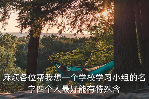麻煩各位幫我想一個學校學習小組的名字四個人最好能有特殊含
