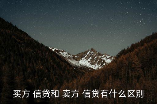 買方 信貸和 賣方 信貸有什么區(qū)別