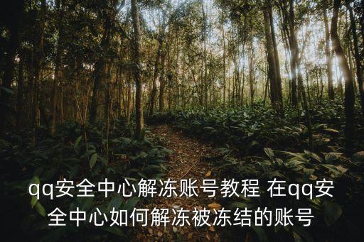 qq安全中心解凍賬號，我的QQ號被安全中心封了怎樣解除呢