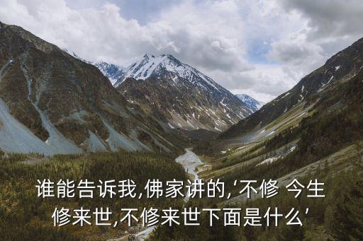 誰能告訴我,佛家講的,‘不修 今生修來世,不修來世下面是什么’