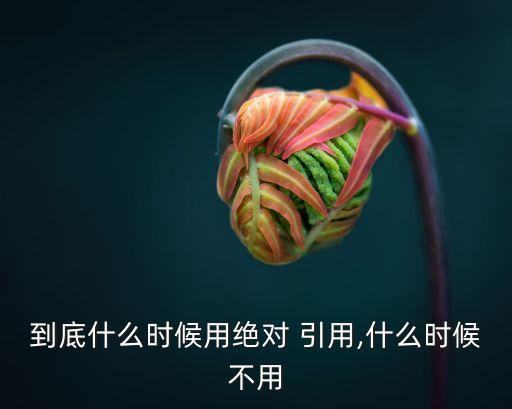 到底什么時(shí)候用絕對 引用,什么時(shí)候不用