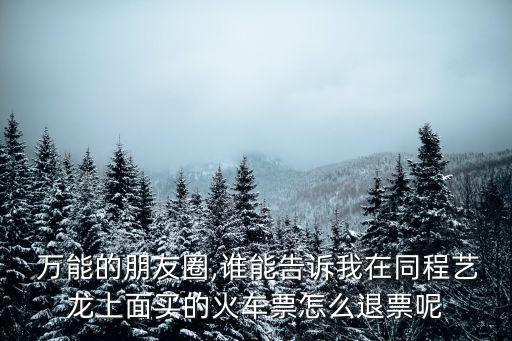  萬能的朋友圈,誰能告訴我在同程藝龍上面買的火車票怎么退票呢