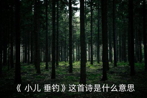 《 小兒 垂釣》這首詩是什么意思