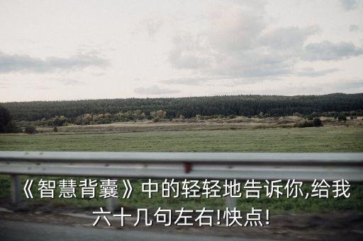 《智慧背囊》中的輕輕地告訴你,給我六十幾句左右!快點!