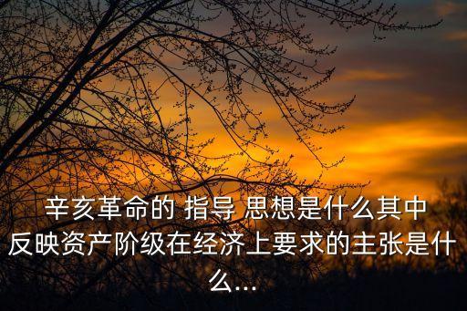  辛亥革命的 指導 思想是什么其中反映資產階級在經濟上要求的主張是什么...