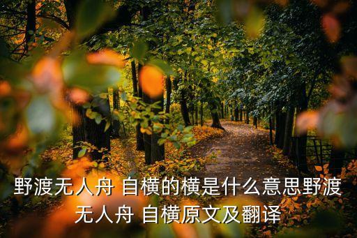 野渡無人舟 自橫的橫是什么意思野渡無人舟 自橫原文及翻譯