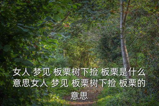 夢見撿板栗,夢見pickup板栗表示近期你運氣會很好