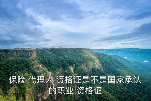 保險 代理人 資格證是不是國家承認的職業 資格證
