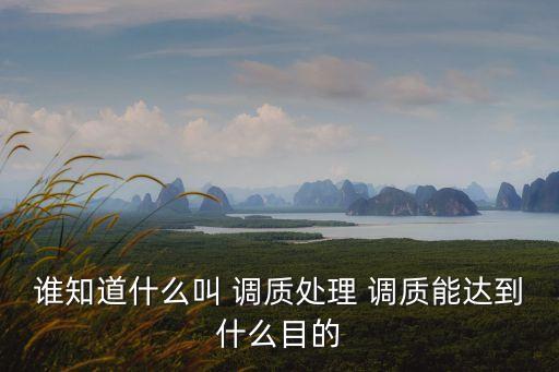 誰知道什么叫 調質處理 調質能達到什么目的