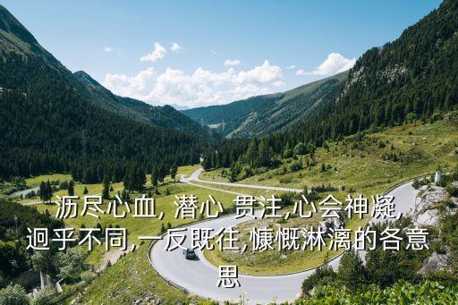 瀝盡心血, 潛心 貫注,心會(huì)神凝,迥乎不同,一反既往,慷慨淋漓的各意思